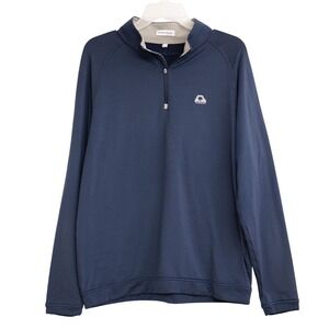 Peter Millar Mens L Golf Long Sleeve Pullover Navy Blue Quarter Zip Performance